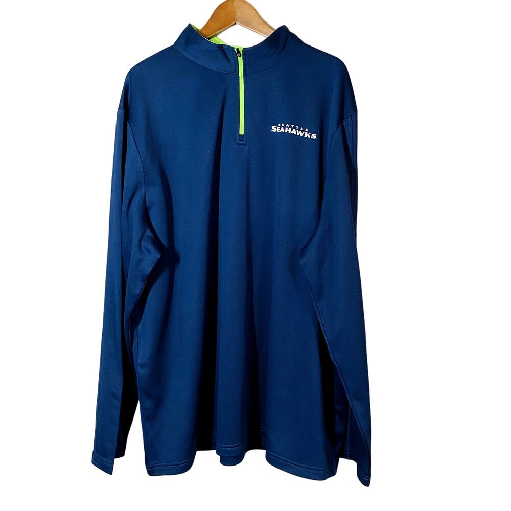 NFL Seattle Seahawks Long Sleeve Pullover Half Zip Blue Casual Blue Green - 3X